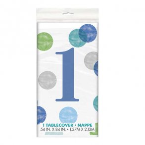 1 rs Fdselsdag Plastikdug 137 x 213 cm - Bl