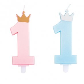 1 rs fdselsdagslys med krone, Lysebl