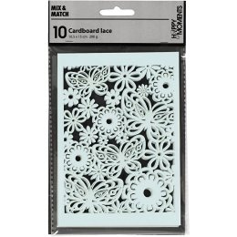 Blondekarton med blomst og sommerfugl, babybl/lysebl, 10 stk.