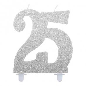 Kagelys, 25 rs slvglimmer, stort 12 cm