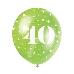 Balloner - 40 rs fdselsdag, 5 stk.