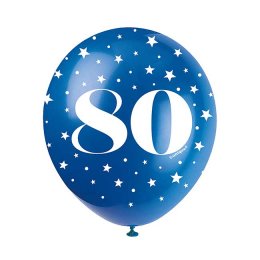 Balloner - 80 rs fdselsdag, 5 stk.