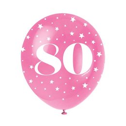 Balloner - 80 rs fdselsdag, 5 stk.