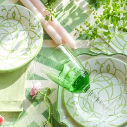 Paptallerkner fra Caspari, Forret/dessert rund - Algarve, 8 stk.