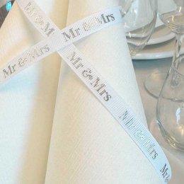 Bryllupsbnd, Hvidt "MR &amp; MRS", 20 meter