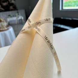 Bryllupsbnd, Creme "MR &amp; MRS", 20 meter