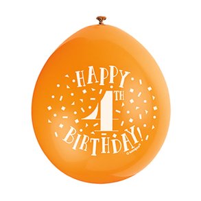 Hngeballoner med 4-tal, blandede farver, 5 stk.