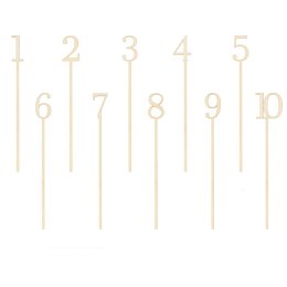 Bordnumre p spyd, 1-10 i trfarve.