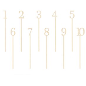 Bordnumre p spyd, 1-10 i trfarve.