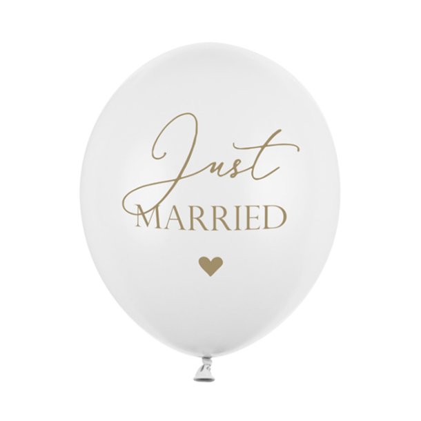 Bryllupsballoner - Just Married 6 stk.