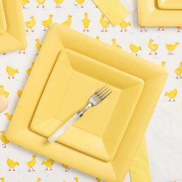 Paptallerkner fra Caspari, Forret/dessert, lysegul, 8 stk.