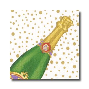 Caspari servietter, Champagne/hvid, Cocktail/kaffestr. 20 stk.