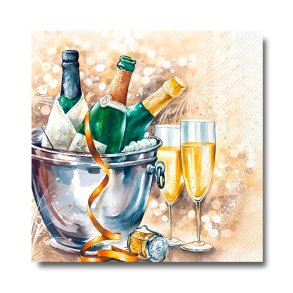 Ihr Servietter, Champagneskl, frokoststr. 20 stk.
