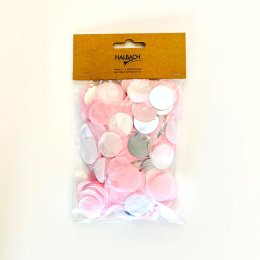 Konfetti cirkler, slv og lyserd, 25 gr.