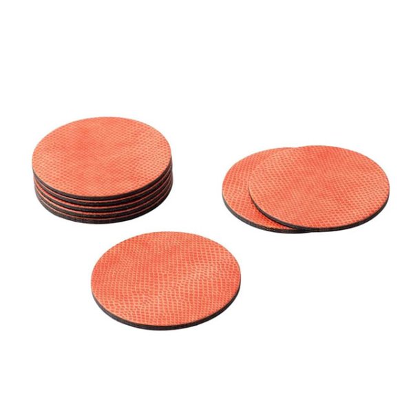 Glasbrik/Coasters fra Caspari, orange/koral, 8 stk. 
