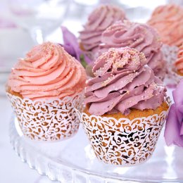 Cupcake wrapper, hvid lasercut, 10 stk.