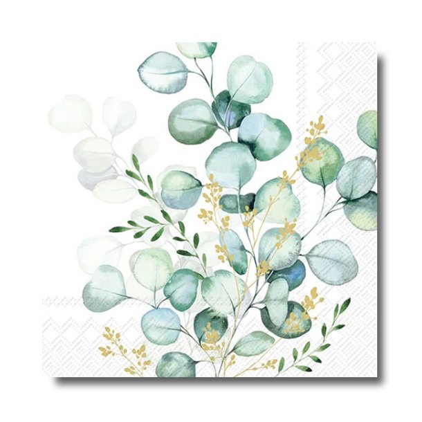 Ihr servietter, Eucalyptus Gold, frokoststr. 20 stk. 