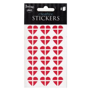Oblater/stickers, Dannebrog hjerte, 36 stk.