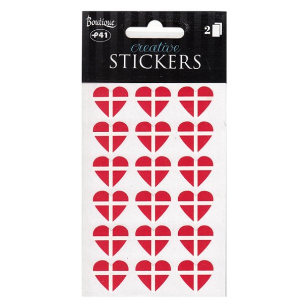 Oblater/stickers, Dannebrog hjerte, 36 stk.