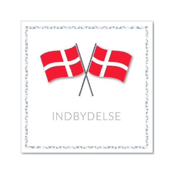 Indbydelser, Flag på kryds, 5 stk. med kuvert