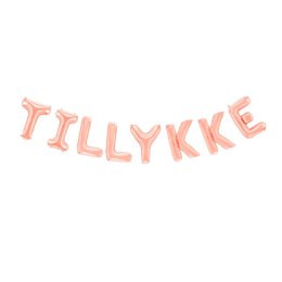Folieballon-guirlande rosegold, 'Tillykke'