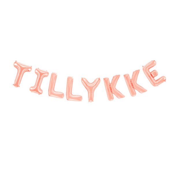 Folieballon-guirlande rosegold, 'Tillykke'