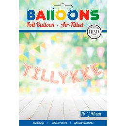 Folieballon-guirlande rosegold, 'Tillykke'