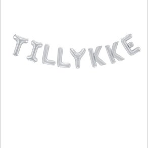 Folieballon-guirlande slv, 'Tillykke'