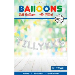 Folieballon-guirlande slv, 'Tillykke'