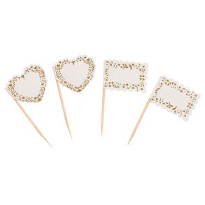Food Flag til canape/pindemadder, Romance guld, 20 stk.