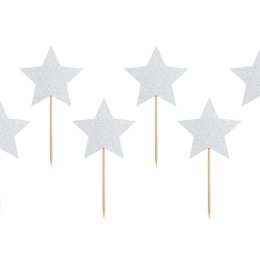 Food flag, stjerne, slv, 6 stk