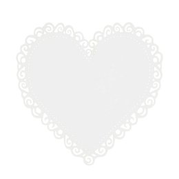 Glaskort - hjerte med blondekant, 10 stk.