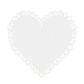 Glaskort - hjerte med blondekant, 10 stk.