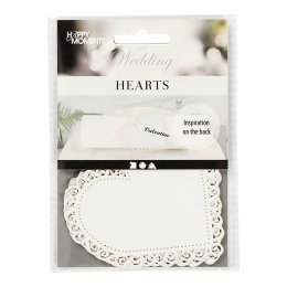 Glaskort - hjerte med blondekant, 10 stk.