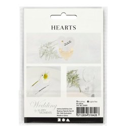 Glaskort - hjerte med blondekant, 10 stk.