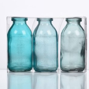 Glasvase, lille, bl, 10,4 cm, 3 stk.