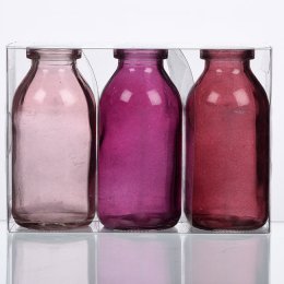 Glasvase, lille, rosa, 10,4 cm, 3 stk.