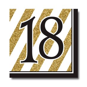 Servietter, Guldglimmer/strib, 18 r, frokoststr. 16 stk.