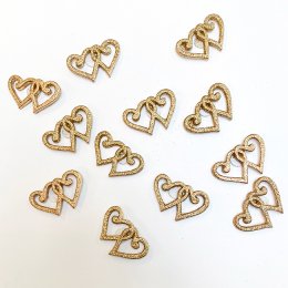 Bordpynt/stickers, Guldhjerter duo, 12 stk.