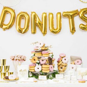 Bogstavballon af guldfolie, Bogstav U, 41 cm.