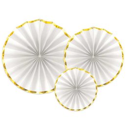 Rosetter med ophng, Hvid/guld, 3 stk