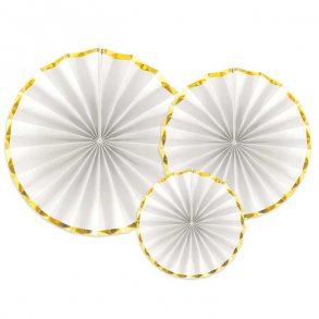 Rosetter med ophng, Hvid/guld, 3 stk