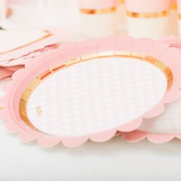 Paptallerkner, Lyserd/guld med tungekant, kagestr. 8 stk.