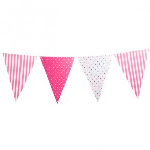 Guirlande, Lyserde/pink prikker, 3,6 meter