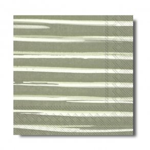 Ihr servietter, Oliven/armyfarvet striber, frokoststr. 20 stk.