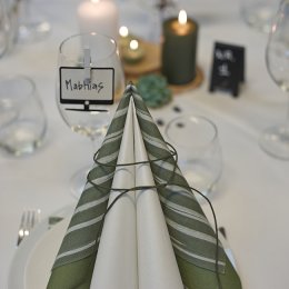 Ihr servietter, Oliven/armyfarvet striber, frokoststr. 20 stk.