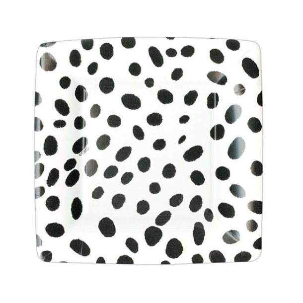Caspari Paptallerkner Forret - Black spots, 8 stk.