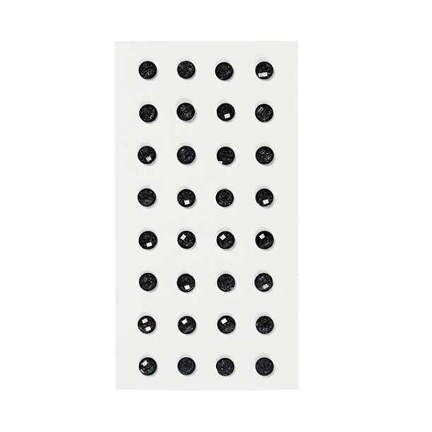 Stickers, Rhinsten, Sort, 8 mm, 32 stk.