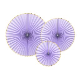 Rosetter med ophng, Lilla/guld, 3 stk.