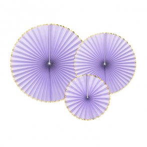 Rosetter med ophng, Lilla/guld, 3 stk.